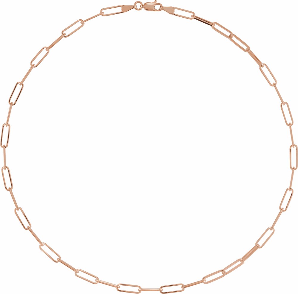 14K Rose Gold 3.85 mm Paperclip-Style 16" Chain