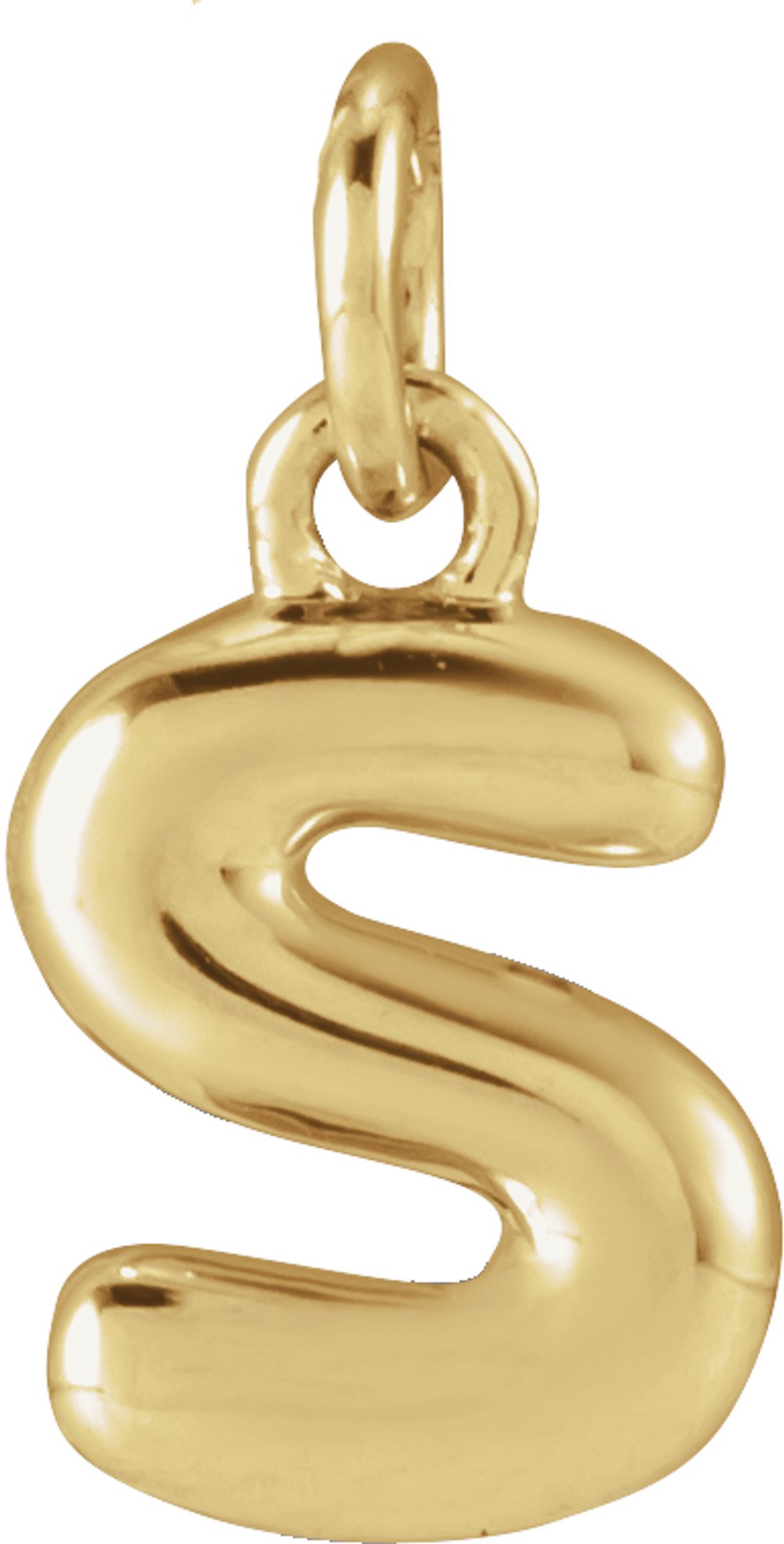 14K Yellow Gold Bubble Initial S Pendant