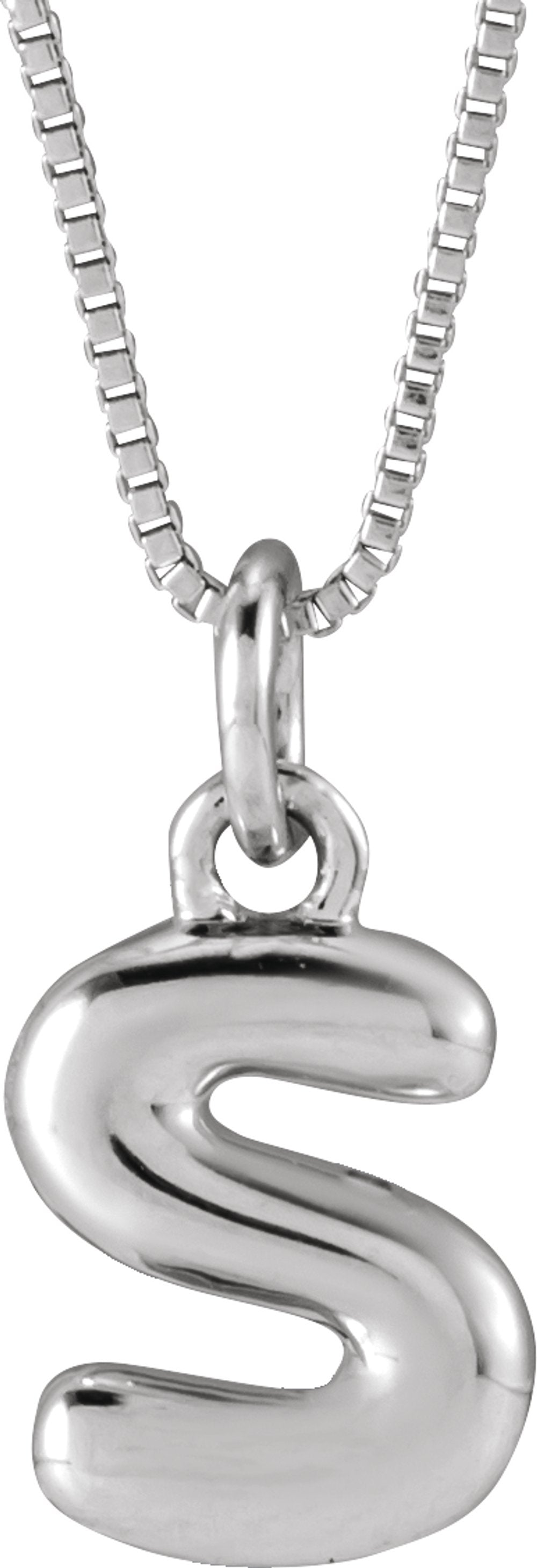 Sterling Silver Bubble Initial S 18" Necklace