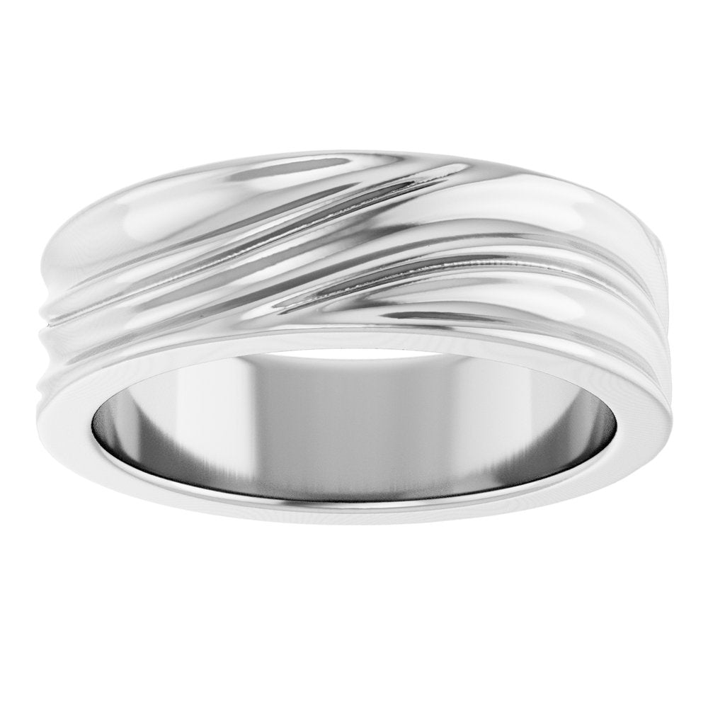 14K White Gold 6 mm Textured Band Size 7