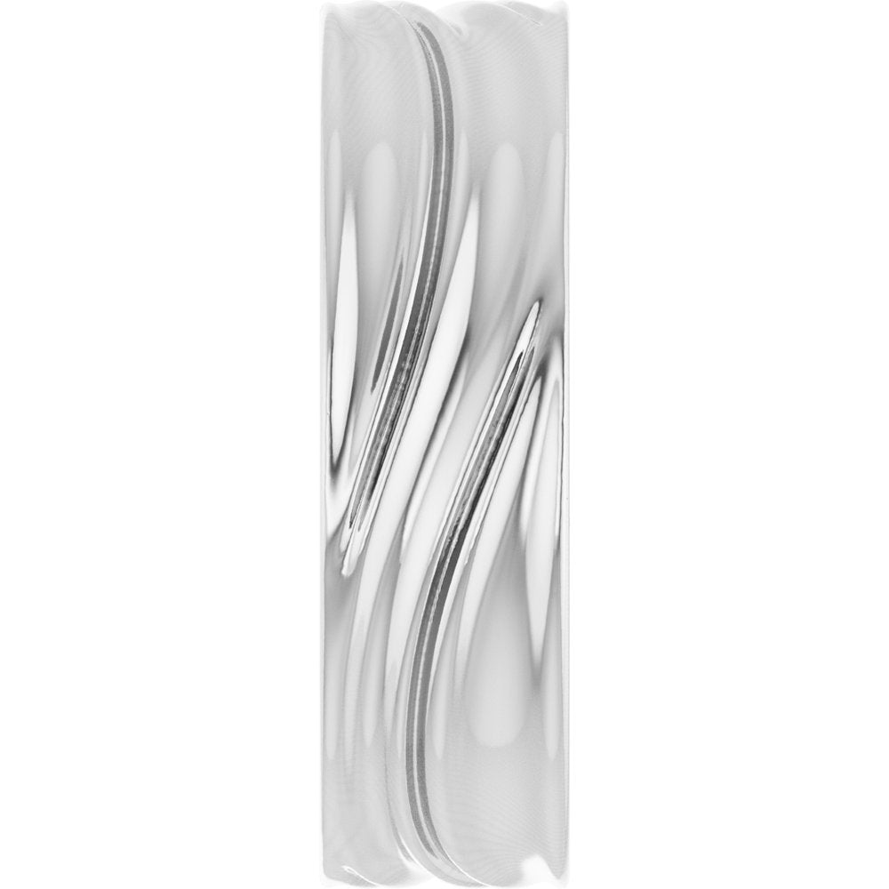 14K White Gold 6 mm Textured Band Size 7
