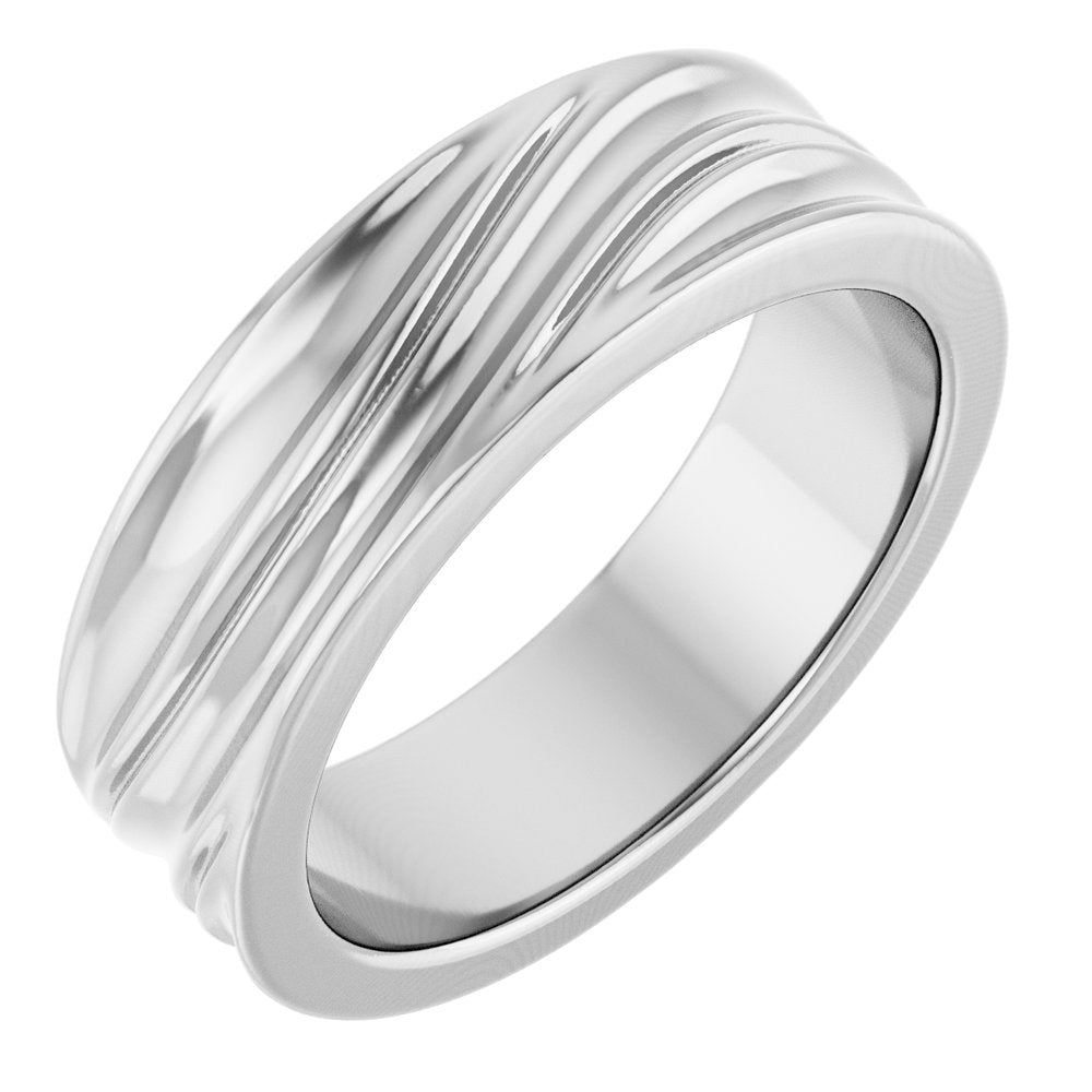 14K White Gold 6 mm Textured Band Size 7