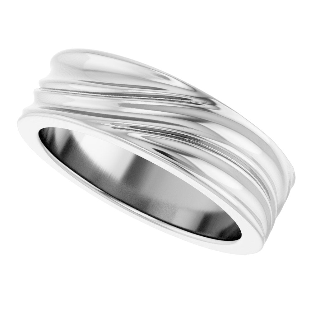 14K White Gold 6 mm Textured Band Size 7