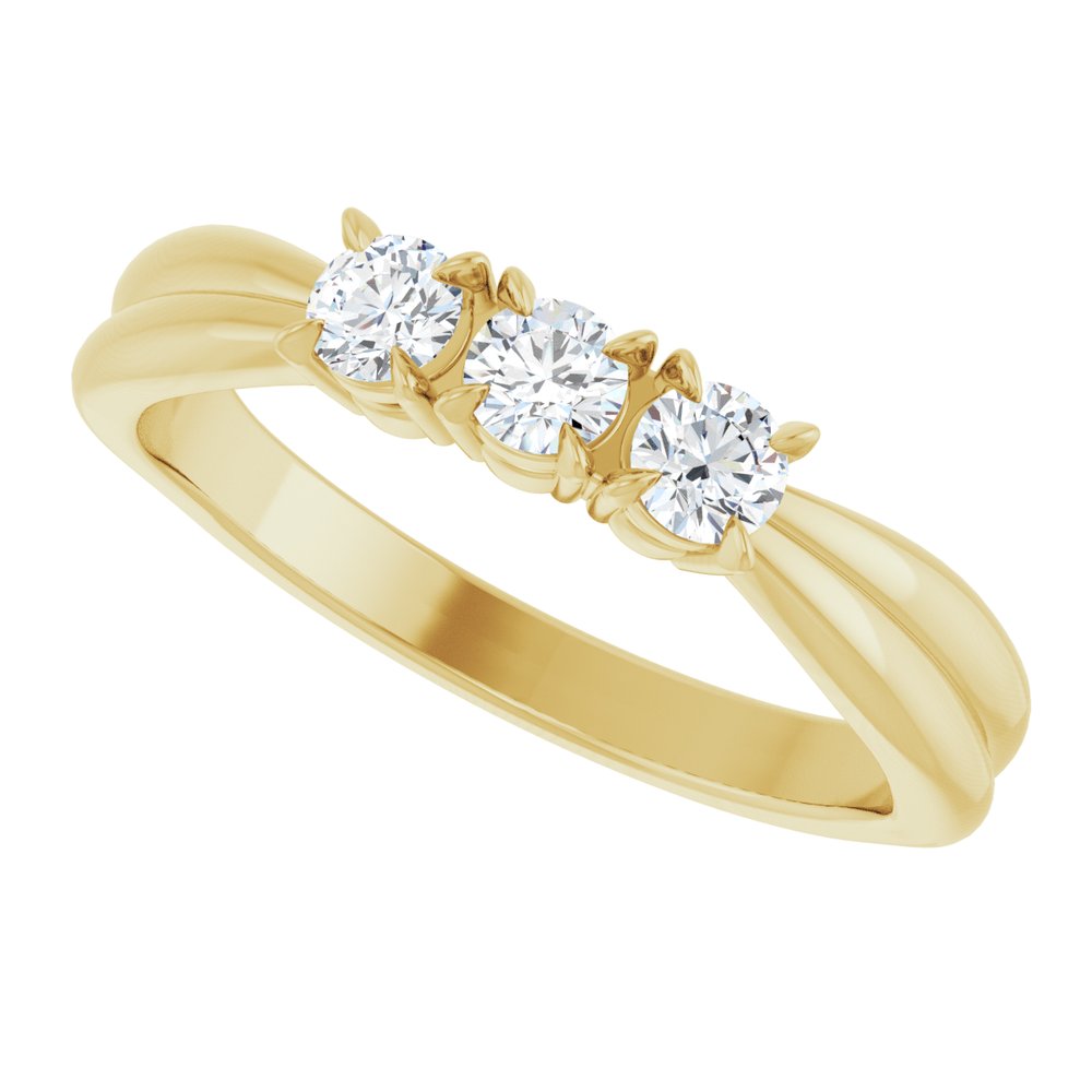 14K Yellow Gold 1/4 CTW Lab-Grown Diamond Three-Stone Anniversary Band