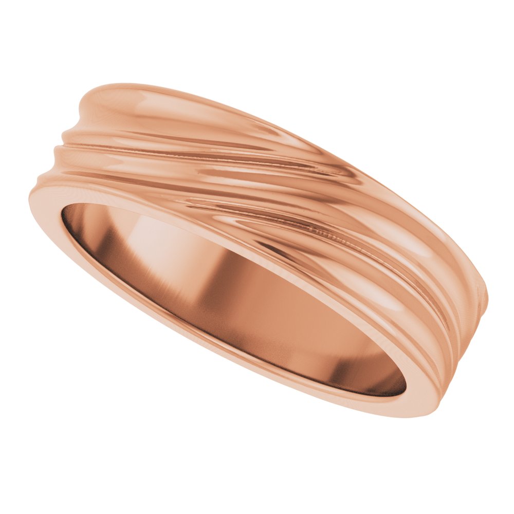 14K Rose Gold 6 mm Textured Band Size 9.5
