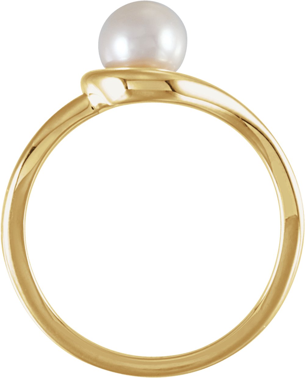14K Yellow Gold 6 mm Cultured Freshwater Pearl Ring