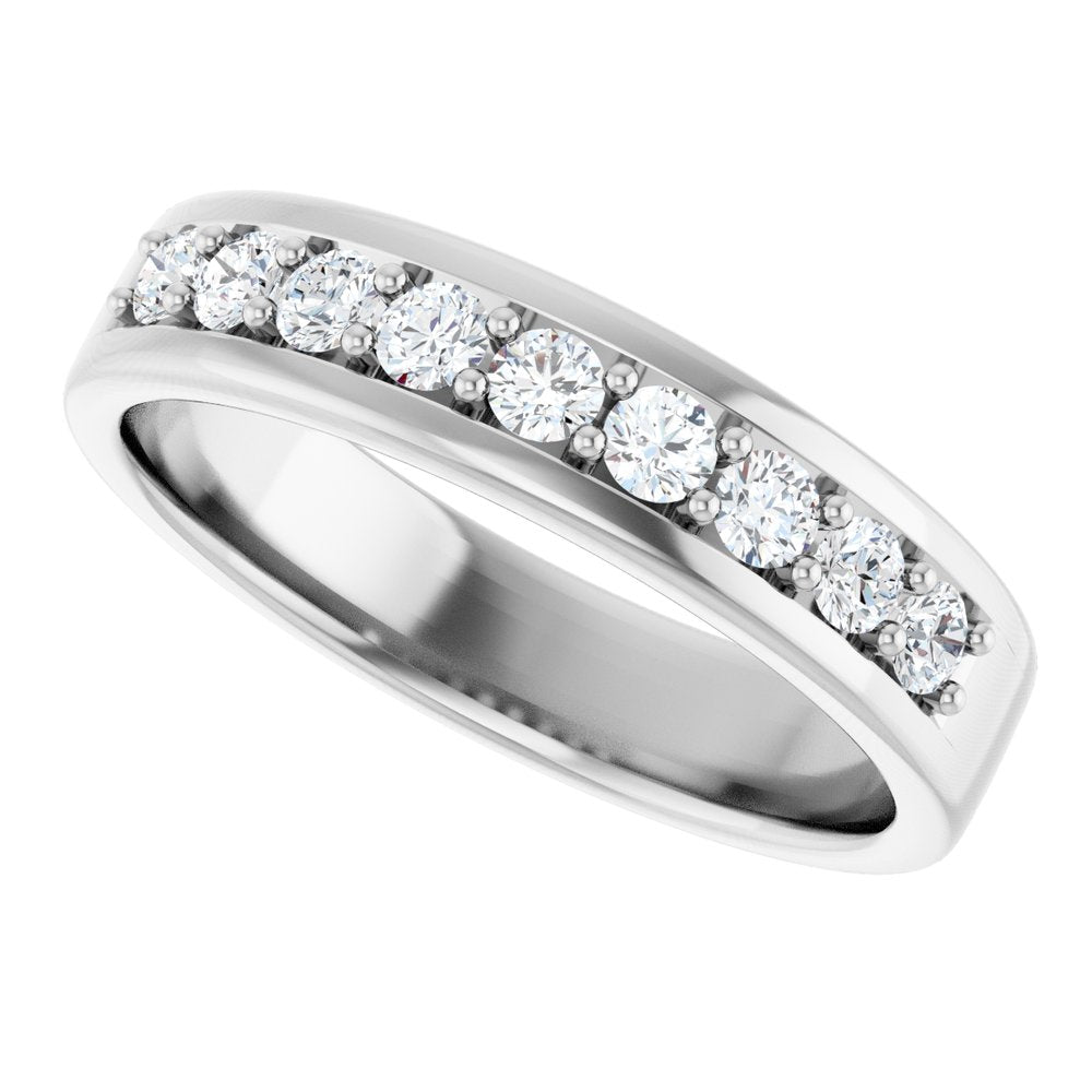 14K White Gold 1/2 CTW Lab-Grown Diamond Flat Band