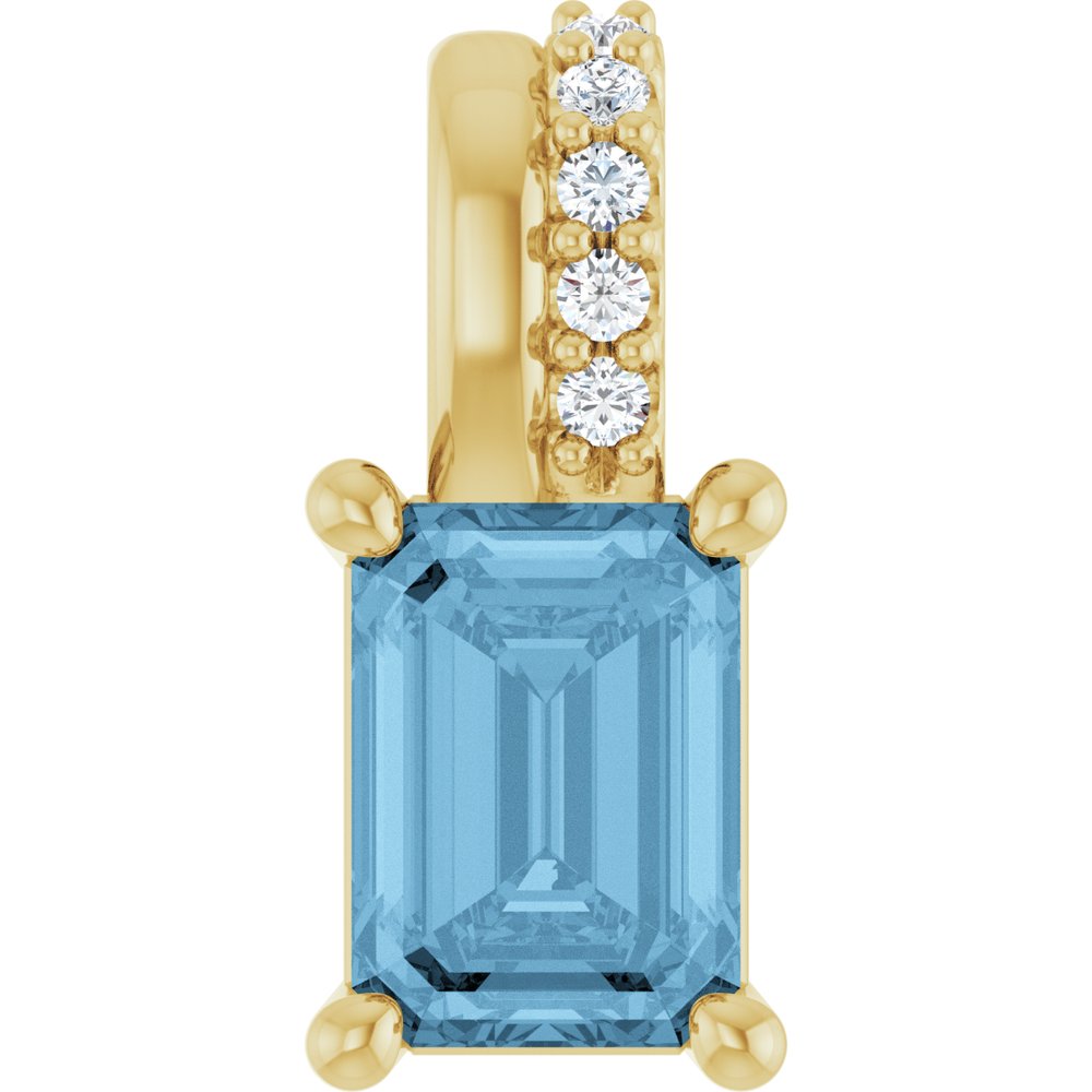 14K Yellow Gold Natural Sky Blue Topaz & .04 CTW Natural Diamond Pendant