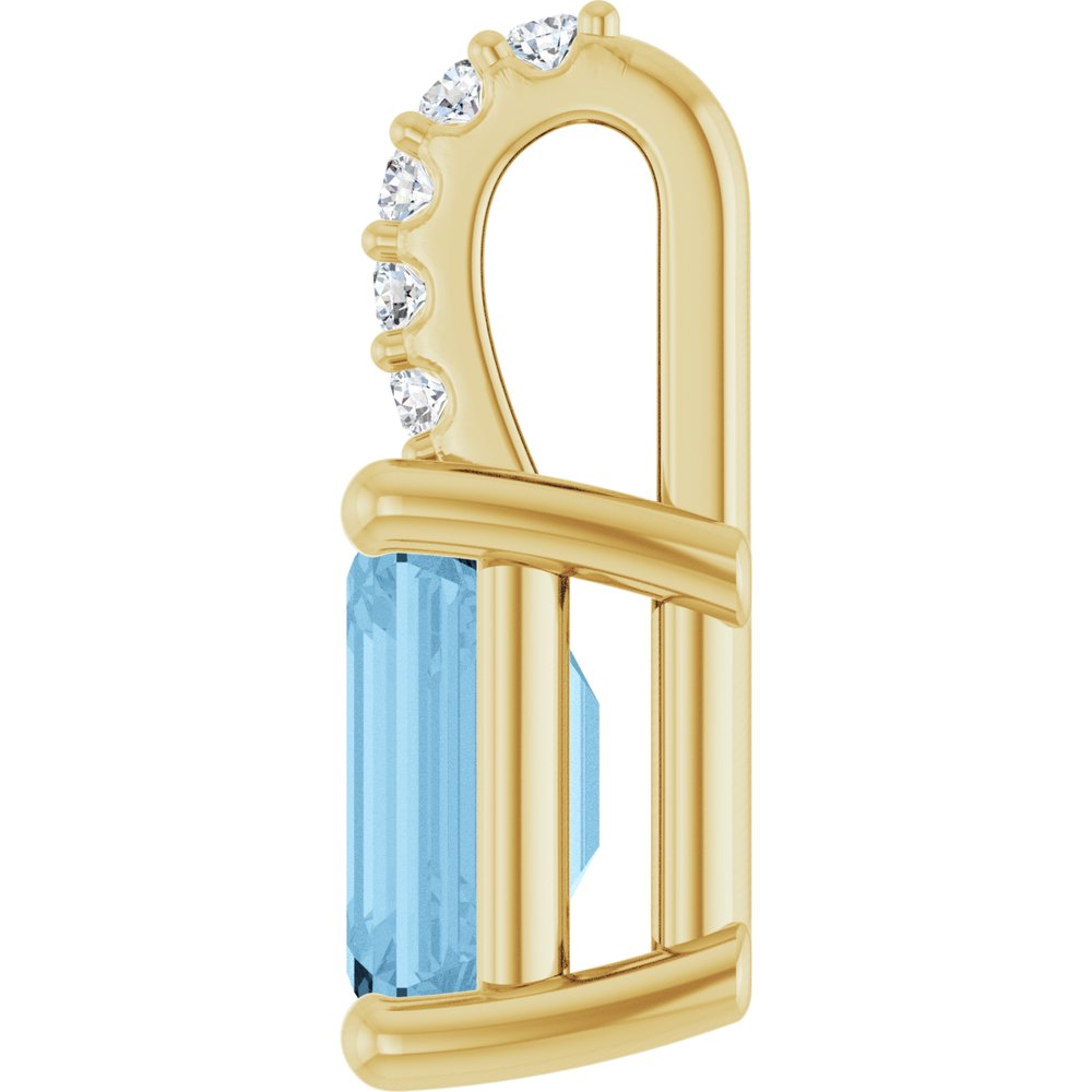 14K Yellow Gold Natural Sky Blue Topaz & .04 CTW Natural Diamond Pendant