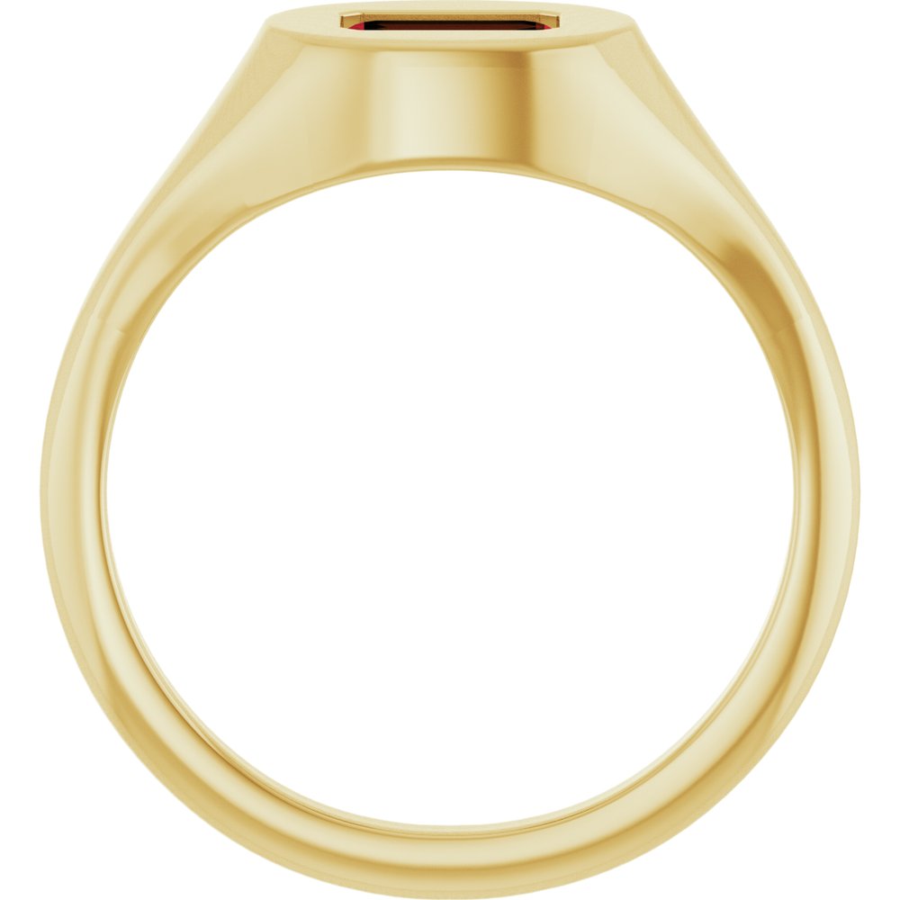 14K Yellow Gold Natural Mozambique Garnet Signet Ring