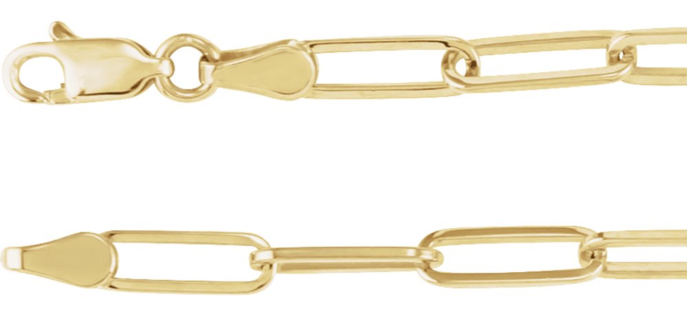 14K Yellow Gold 3.85 mm Paperclip-Style 7" Chain