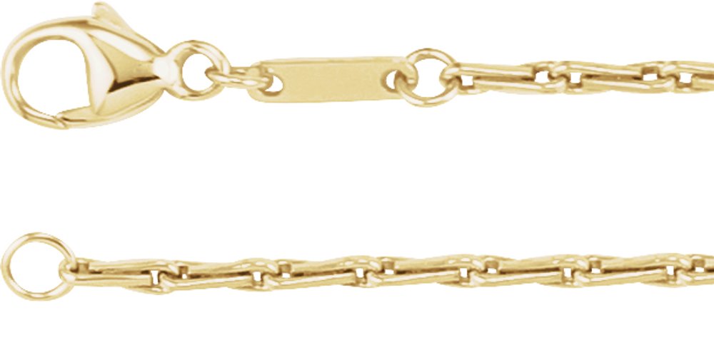 14K Yellow Gold 1.5 mm Barleycorn 18" Chain