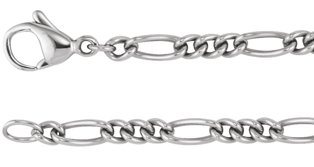 Titanium 3.6 mm Curbed Figaro 20" Chain