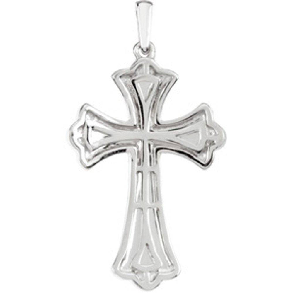 14K White 1/2 CTW Natural Diamond Micro Pavé-Style Cross Pendant