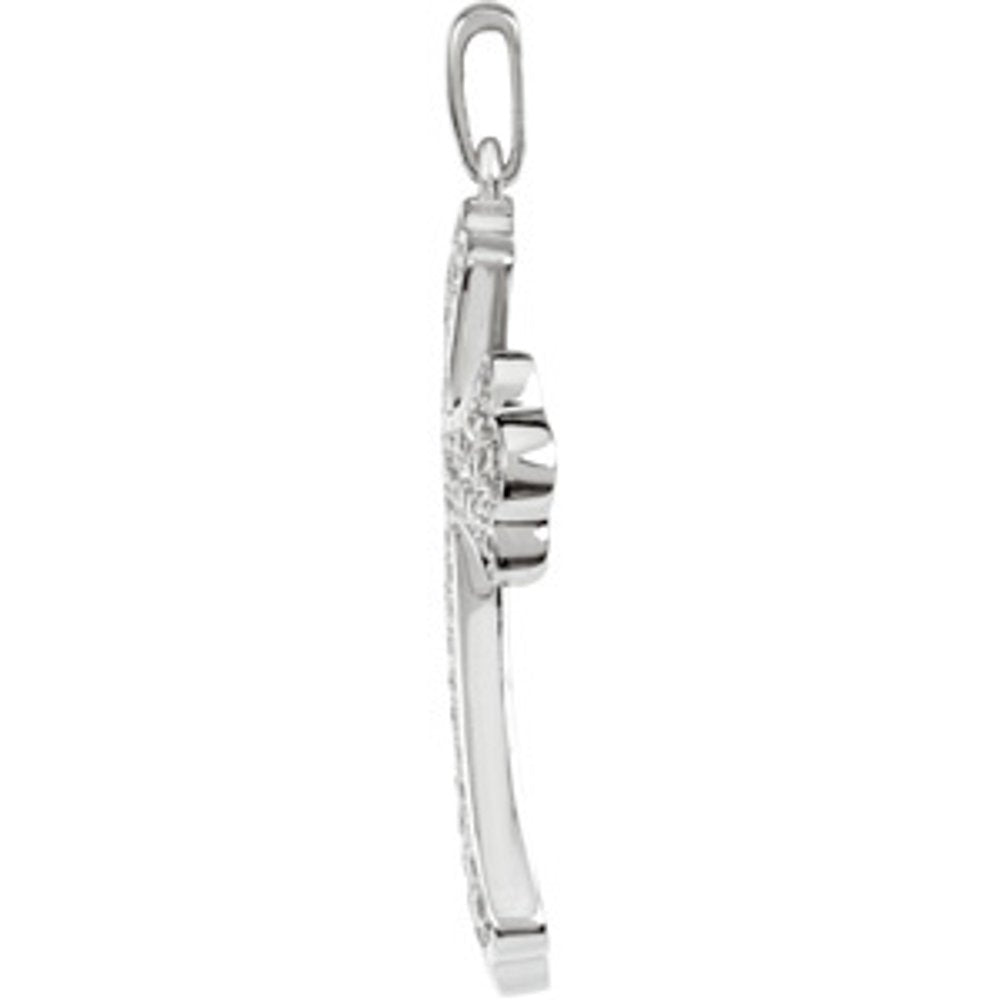14K White 1/2 CTW Natural Diamond Micro Pavé-Style Cross Pendant