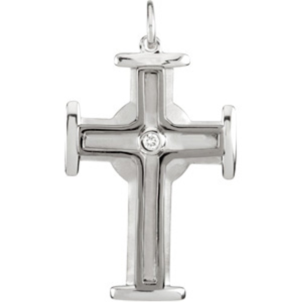 Sterling Silver .04 CTW Natural Diamond Cross Pendant