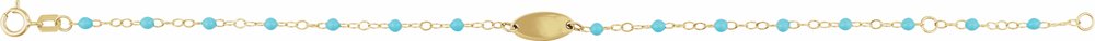 14K Yellow Gold Engravable Enamel Bead Station 6-7" Bracelet