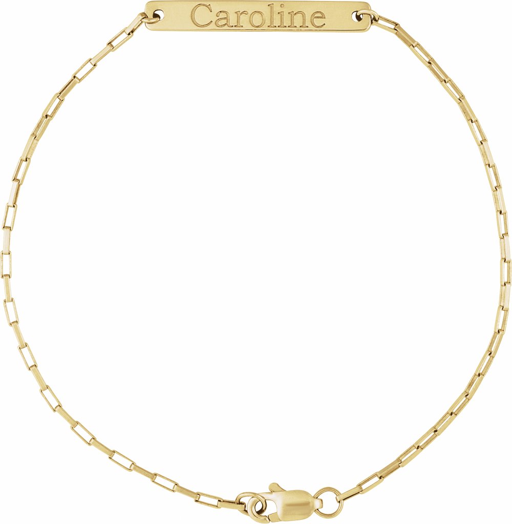 14K Yellow Gold Engravable Paperclip-Style Link 7" Bracelet