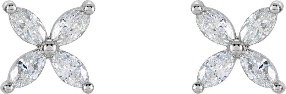 14K White 1/2 CTW Natural Diamond Cluster Earrings