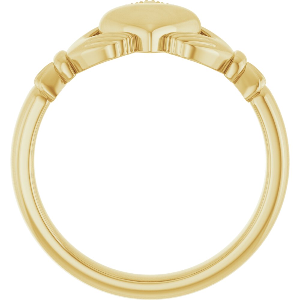 14K Yellow Gold 7.5 mm Claddagh Band Size 7