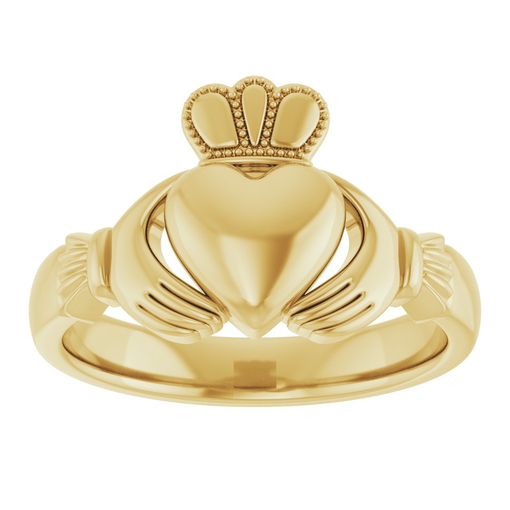 14K Yellow Gold 7.5 mm Claddagh Band Size 7