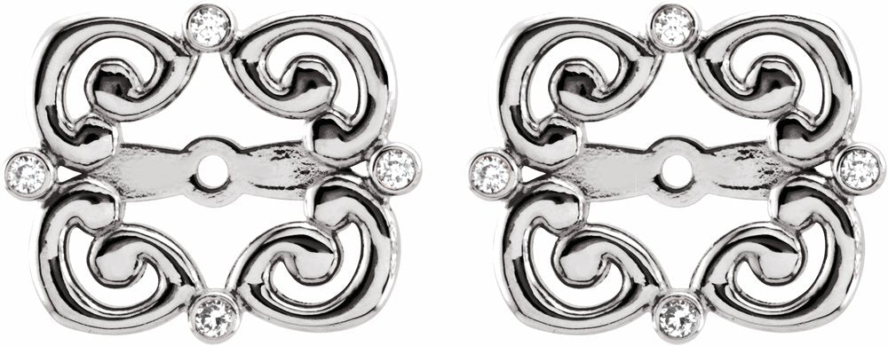 14K White Gold .08 CTW Natiral Diamond Earring Jackets with 5.7 mm ID