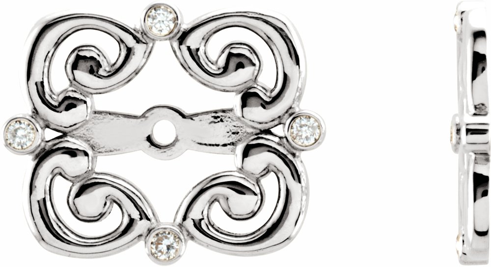 14K White Gold .08 CTW Natiral Diamond Earring Jackets with 5.7 mm ID