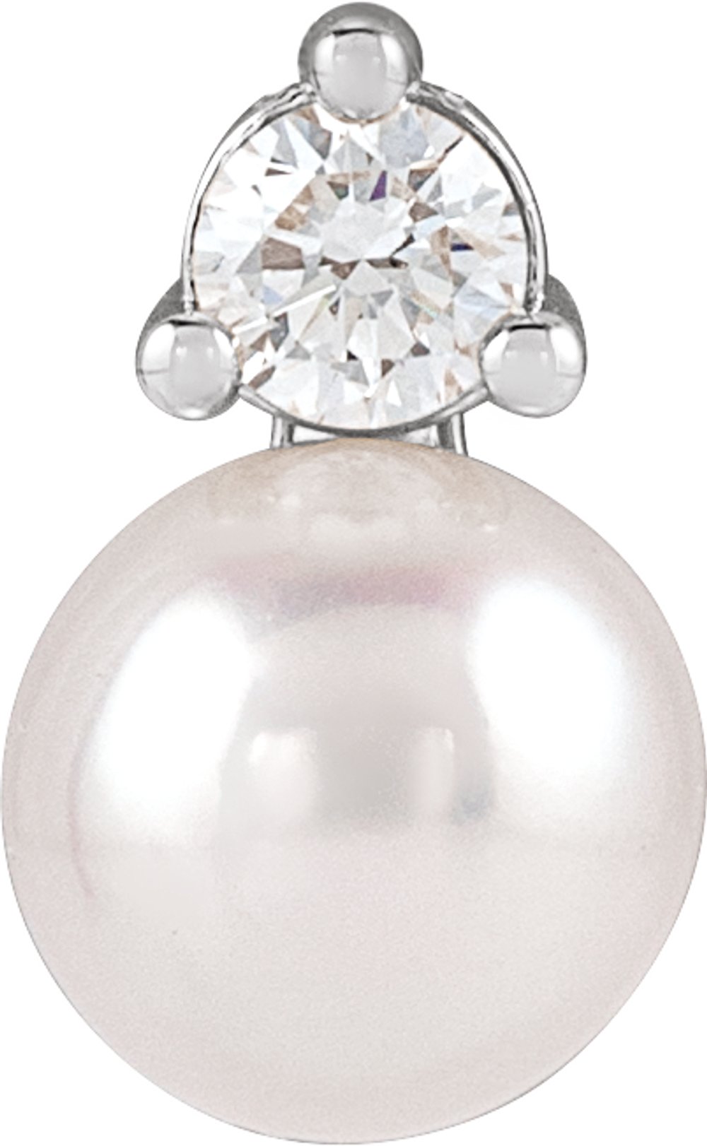 Sterling Silver Cultured White Freshwater Pearl & 1/10 CTW Lab-Grown Diamond Pendant