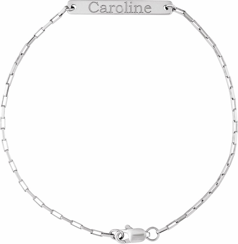 Sterling Silver Engravable Paperclip-Style Link 7" Bracelet