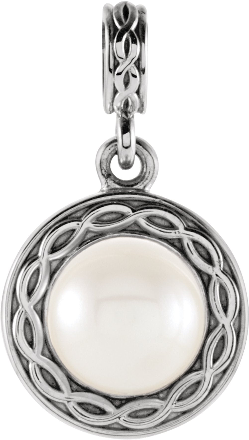 14K White Gold Cultured White Freshwater Pearl Pendant