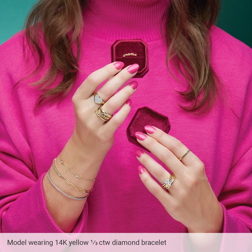 14K White Gold 1/3 CTW Natural Diamond Bezel-Set Station 7" Bracelet