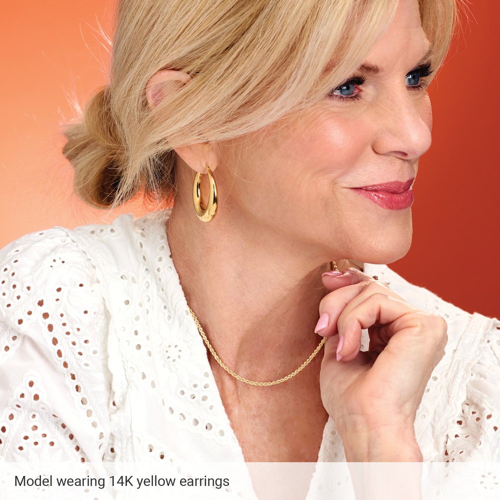 14K Yellow 37.2 mm Electroform Puffed Hoop Earrings