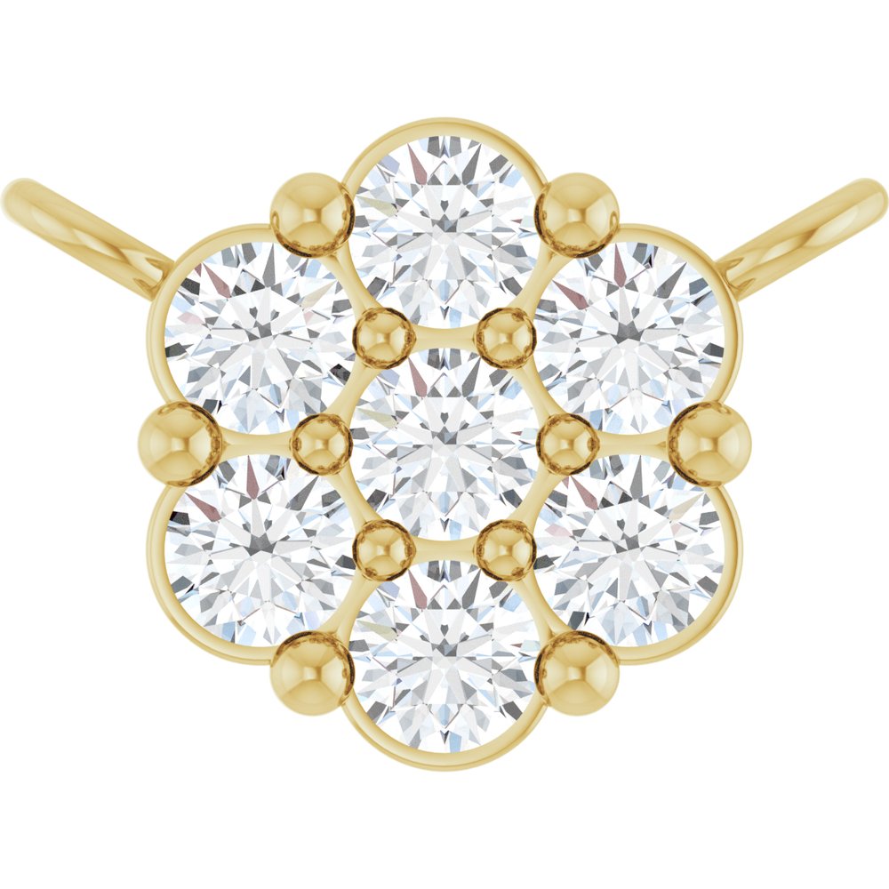 14K Yellow Gold 1/5 CTW Lab-Grown Diamond Cluster Necklace Center