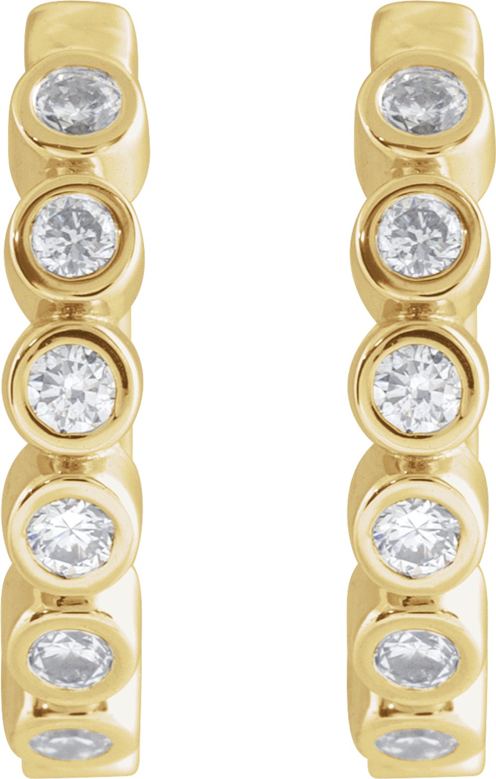 14K Yellow Gold 1/4 CTW Lab-Grown Diamond Hinged Hoop Earrings