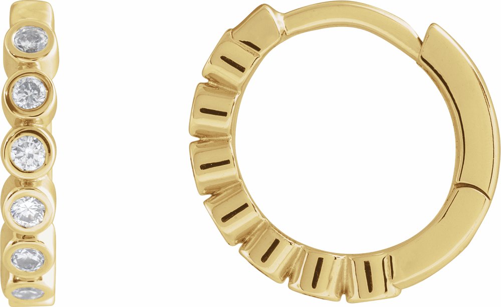 14K Yellow 1/5 CTW Natural Diamond 12.24 mm Hinged Hoop Earrings