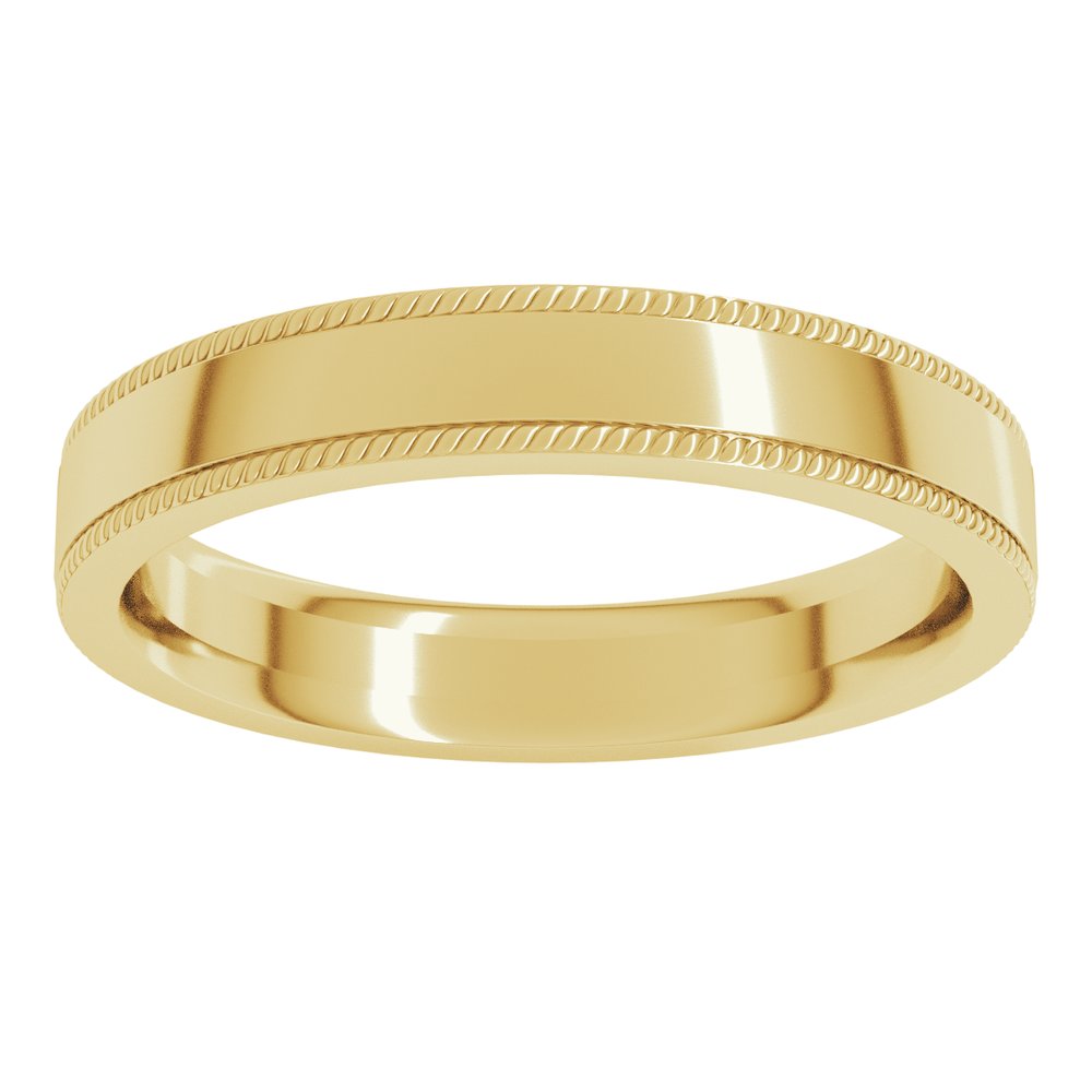 10K Yellow Gold 4 mm Rope Edge Comfort-Fit Flat Band Size 4