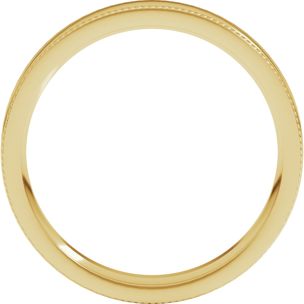 10K Yellow Gold 4 mm Rope Edge Comfort-Fit Flat Band Size 4