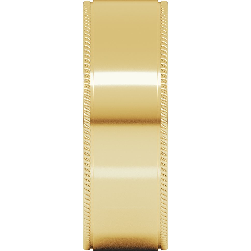 18K Yellow Gold 8 mm Rope Edge Comfort-Fit Flat Band Size 9