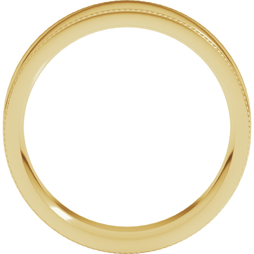 14K Yellow Gold 7 mm Rope Edge Comfort-Fit Flat Band Size 9