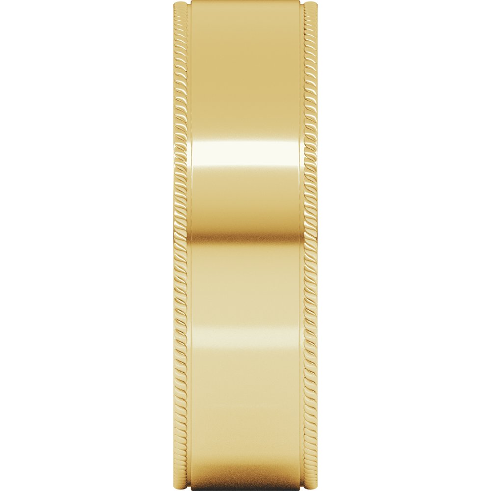14K Yellow Gold 7 mm Rope Edge Comfort-Fit Flat Band Size 9
