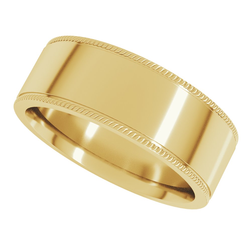 14K Yellow Gold 8 mm Rope Edge Comfort-Fit Flat Band Size 11