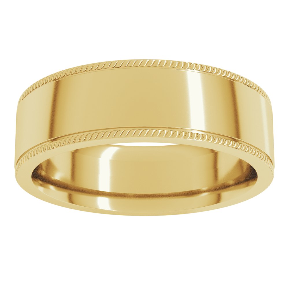 14K Yellow Gold 7 mm Rope Edge Comfort-Fit Flat Band Size 9