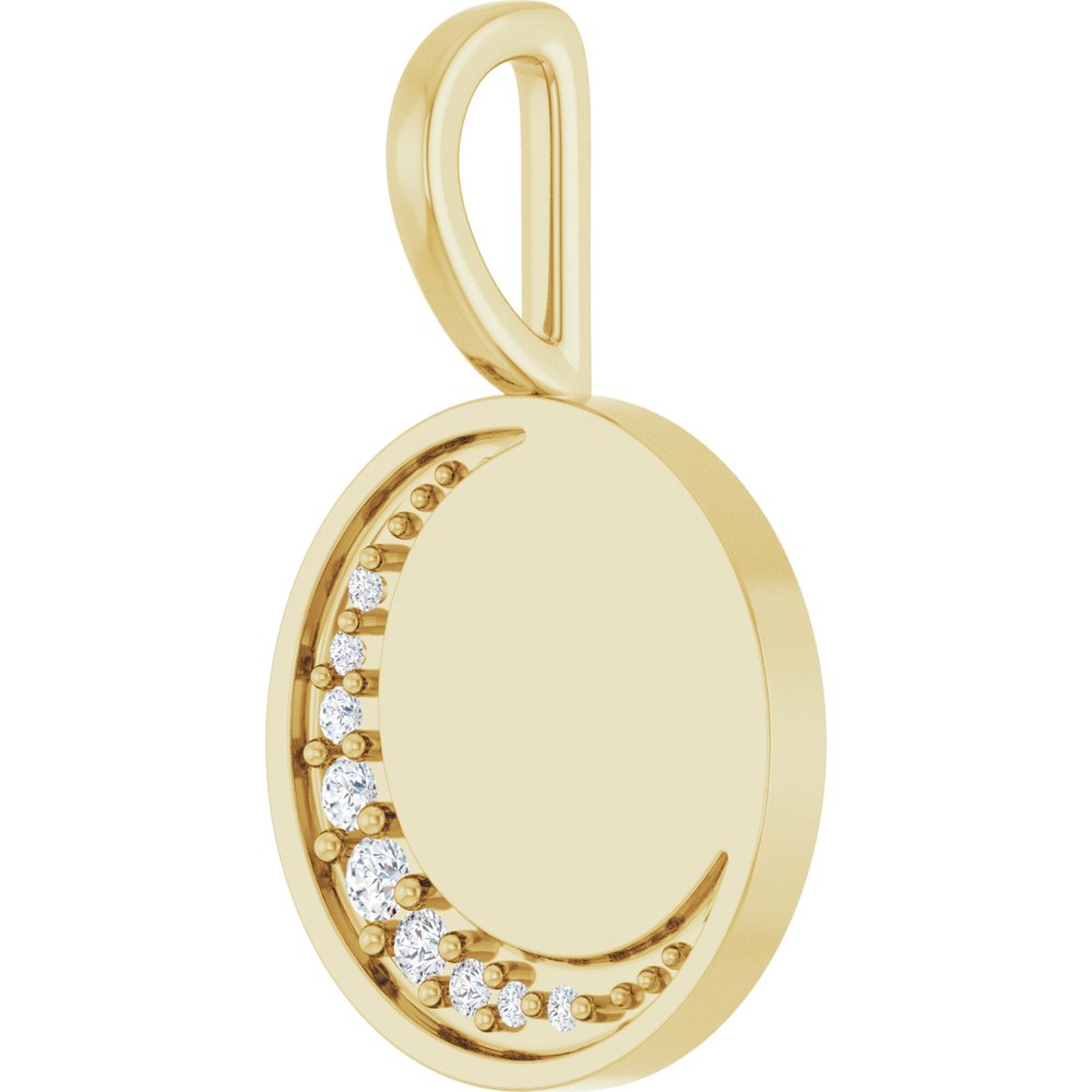 14K Yellow Gold Engravable .05 CTW Lab-Grown Diamond Crescent Moon Pendant