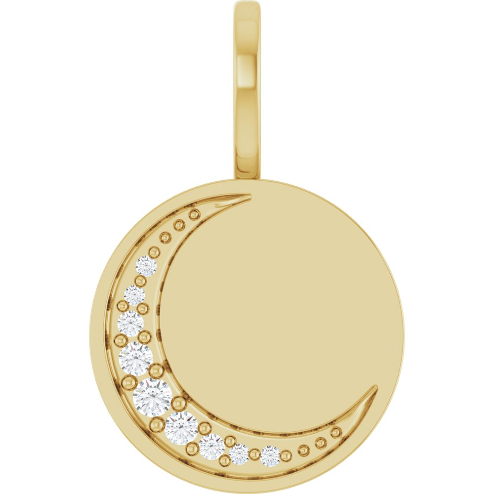 14K Yellow Gold Engravable .05 CTW Lab-Grown Diamond Crescent Moon Pendant