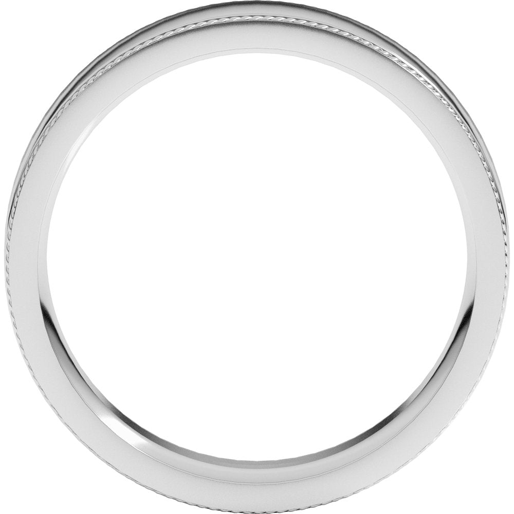 14K White Gold 6 mm Rope Edge Comfort-Fit Flat Band