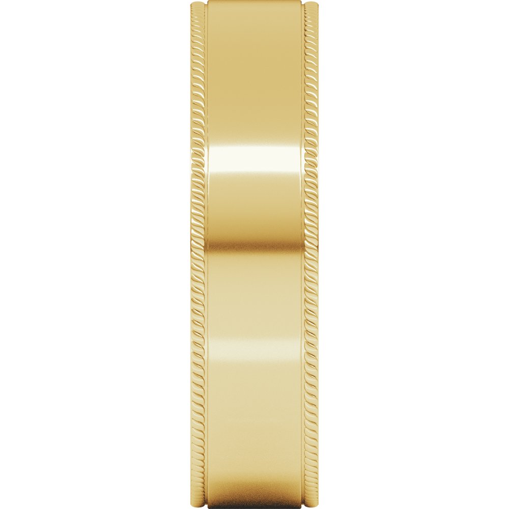 14K Yellow Gold 6 mm Rope Edge Comfort-Fit Flat Band Size 7