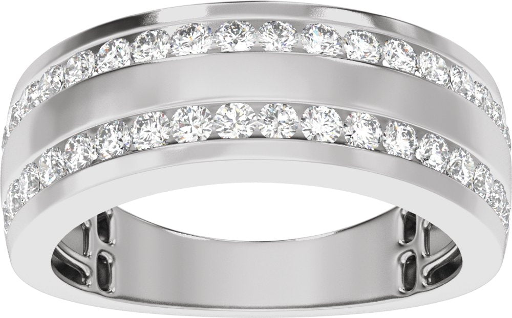14K White Gold 3/4 CTW Lab-Grown Diamond Tapered Band