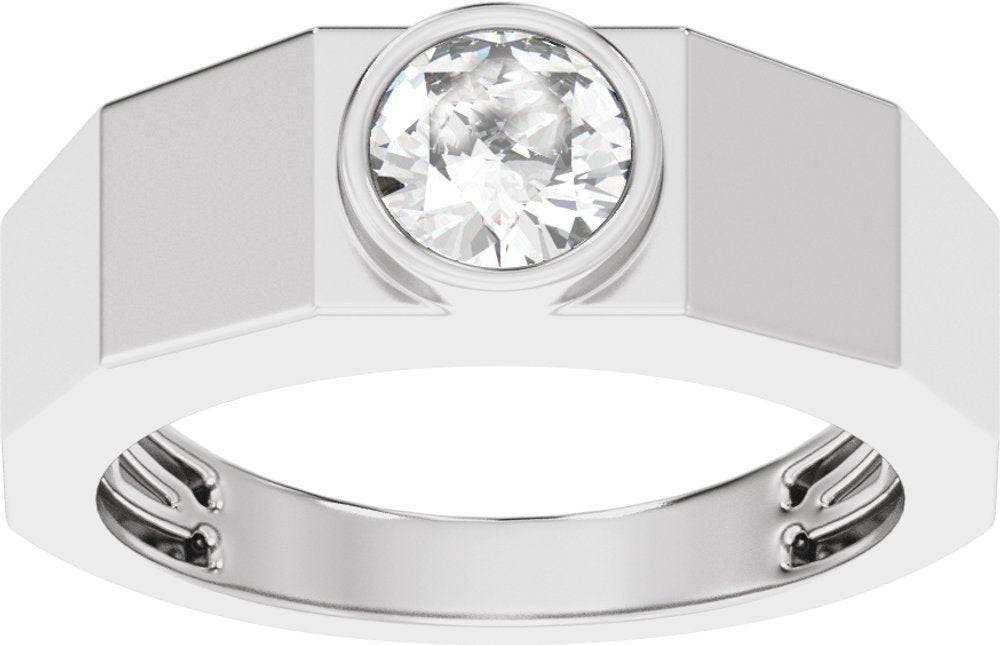 14K White Gold 1 CT Lab-Grown Diamond Tapered Band