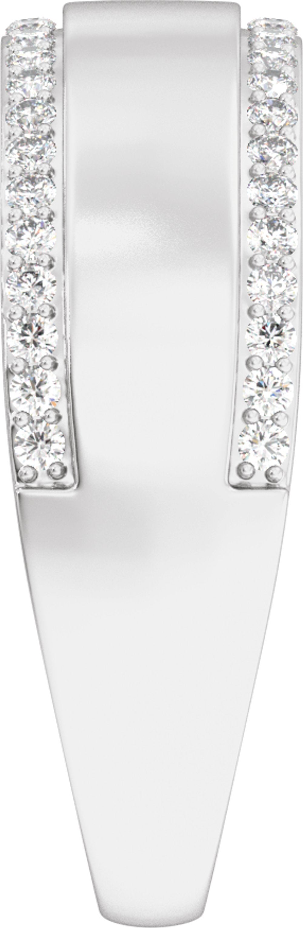 14K White 1/2 CTW Lab-Grown Diamond Stepped-Edge Tapered Half Round Band