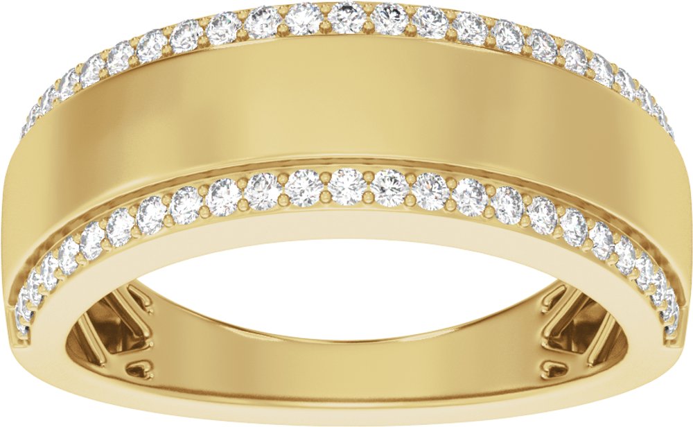 14K Yellow Gold 1/2 CTW Lab-Grown Diamond Stepped-Edge Tapered Half Round Band